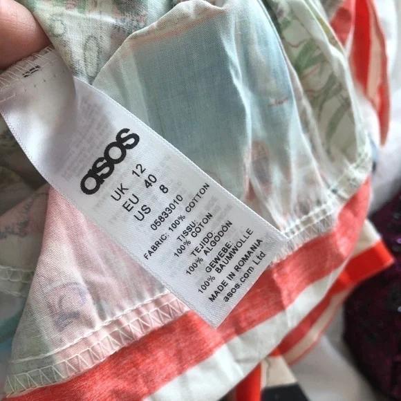 ASOS Off Shoulder Dress In Postcard And Stripe Print - Picture 16 of 16